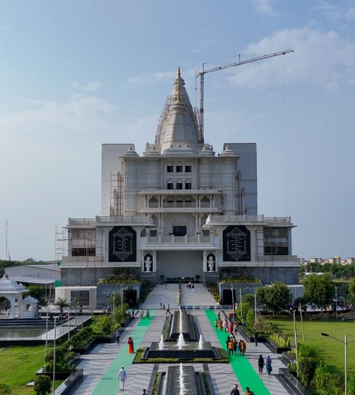 The Vrindavan Chandrodaya Mandir — a modern marble temple standing on soil that has been sacred for over two millennia