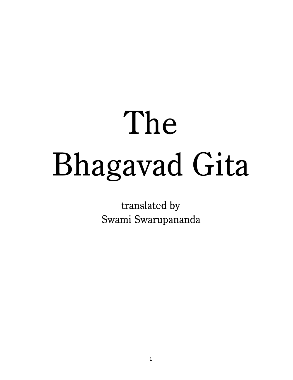 Swarupananda Bhagavad Gita — Cover